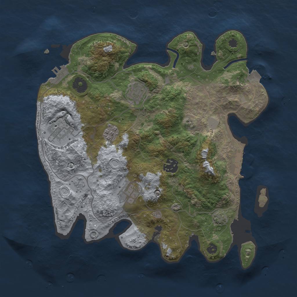 Rust Map: Procedural Map, Size: 3000, Seed: 8013752, 12 Monuments