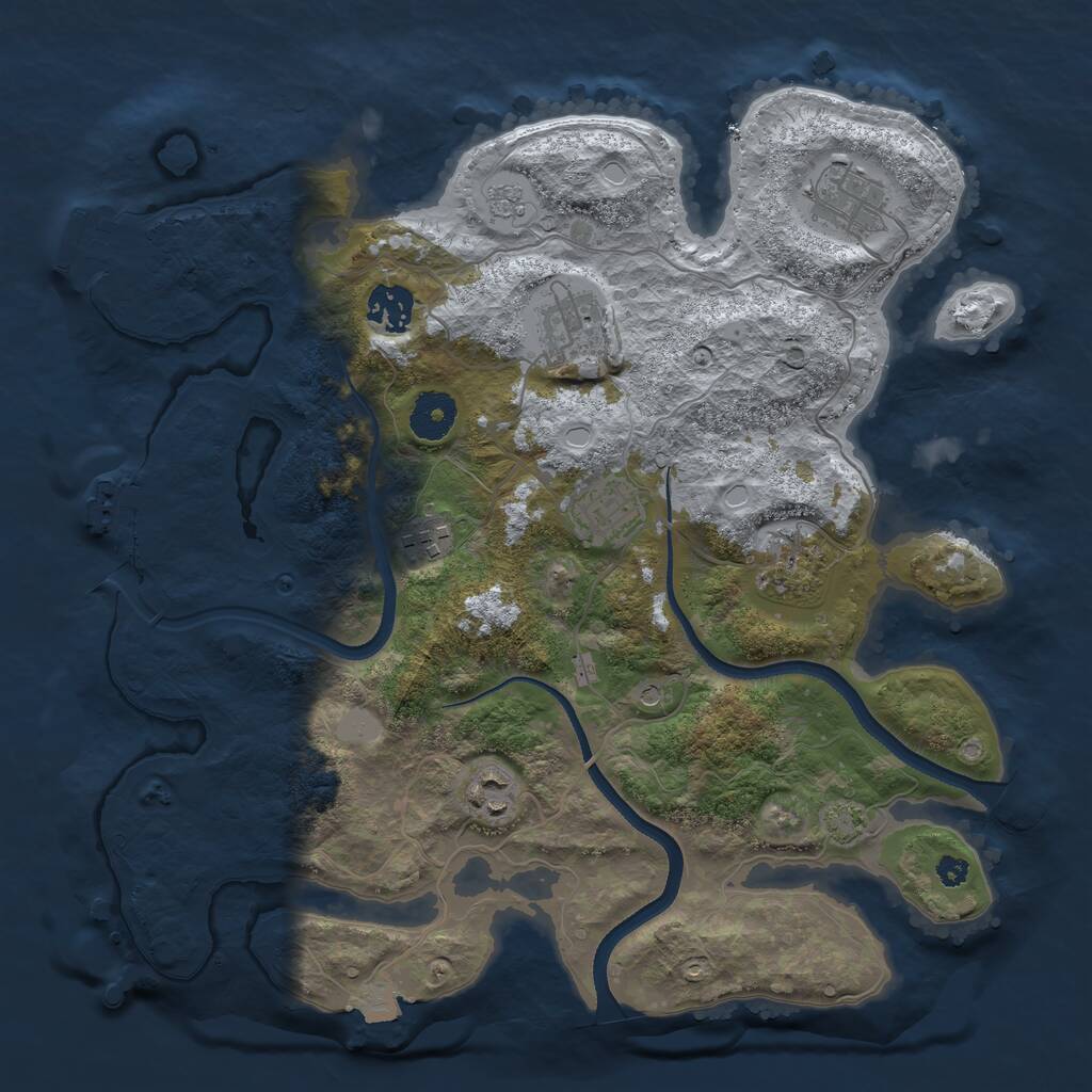 Rust Map: Procedural Map, Size: 3450, Seed: 15350655, 13 Monuments