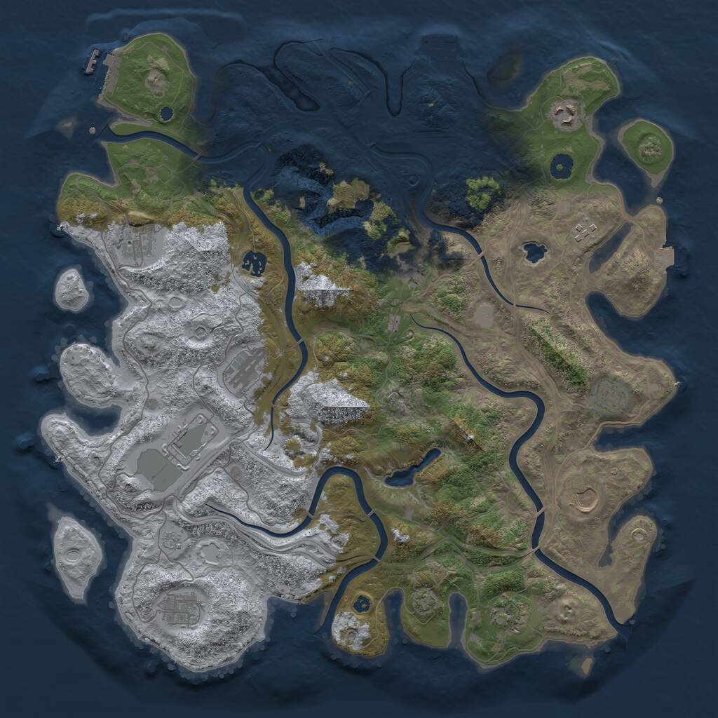 Rust Map: Procedural Map, Size: 4400, Seed: 63934002, 17 Monuments