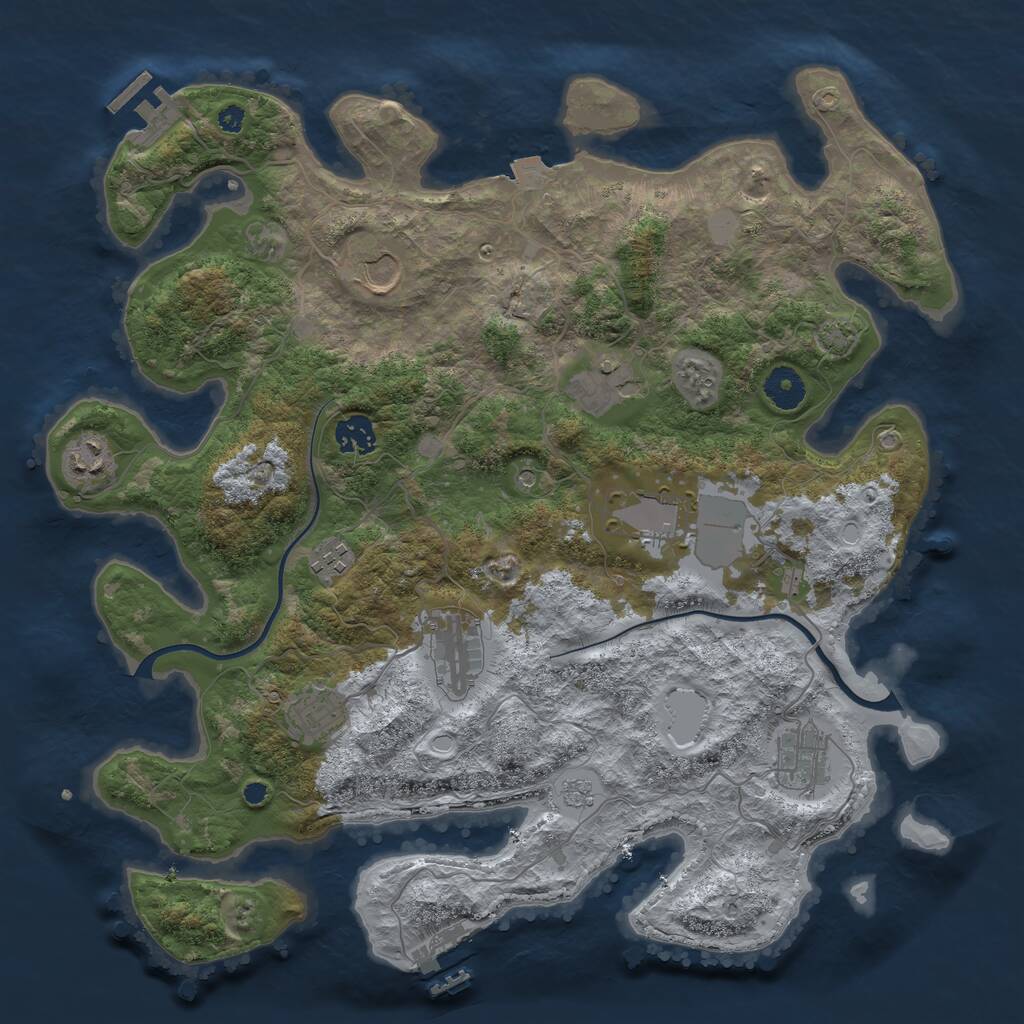 Rust Map: Procedural Map, Size: 3800, Seed: 91371383, 15 Monuments