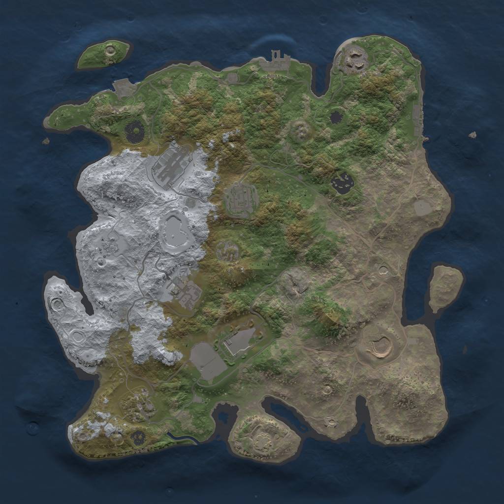 Rust Map: Procedural Map, Size: 3500, Seed: 275008840, 16 Monuments