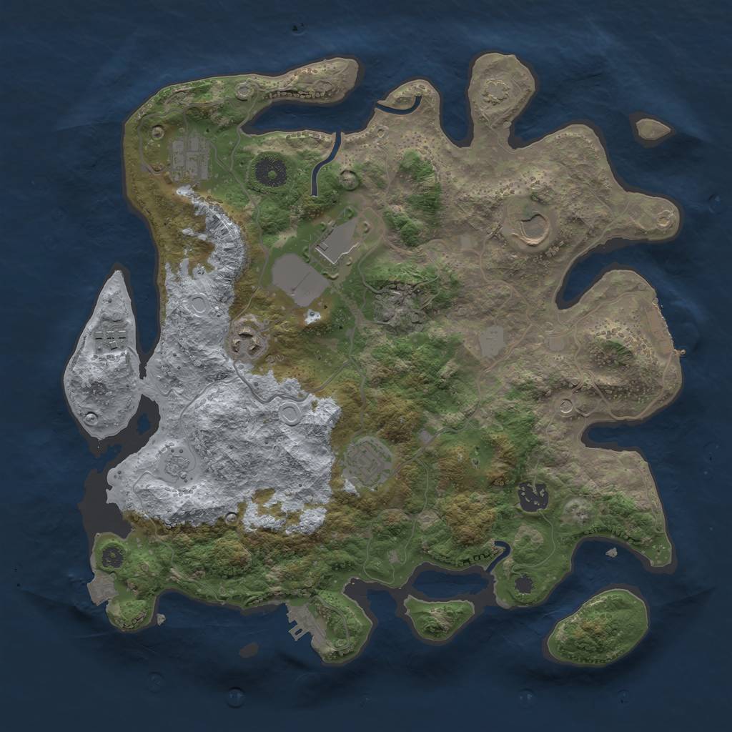 Rust Map: Procedural Map, Size: 3500, Seed: 1988988046, 15 Monuments