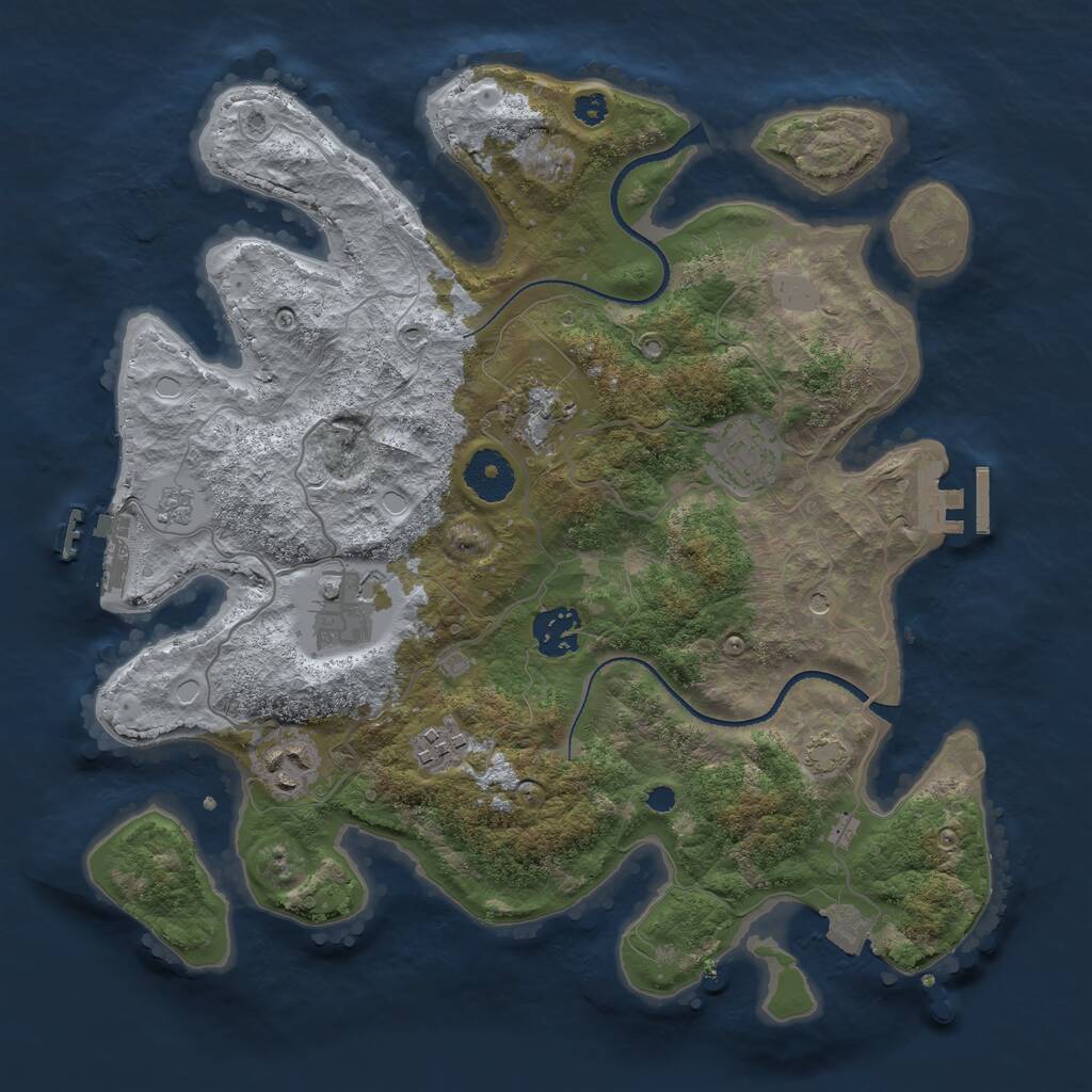 Rust Map: Procedural Map, Size: 3300, Seed: 15426456, 12 Monuments
