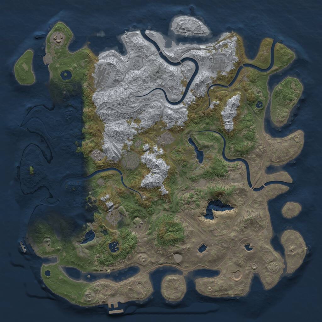 Rust Map: Procedural Map, Size: 4500, Seed: 45001, 15 Monuments