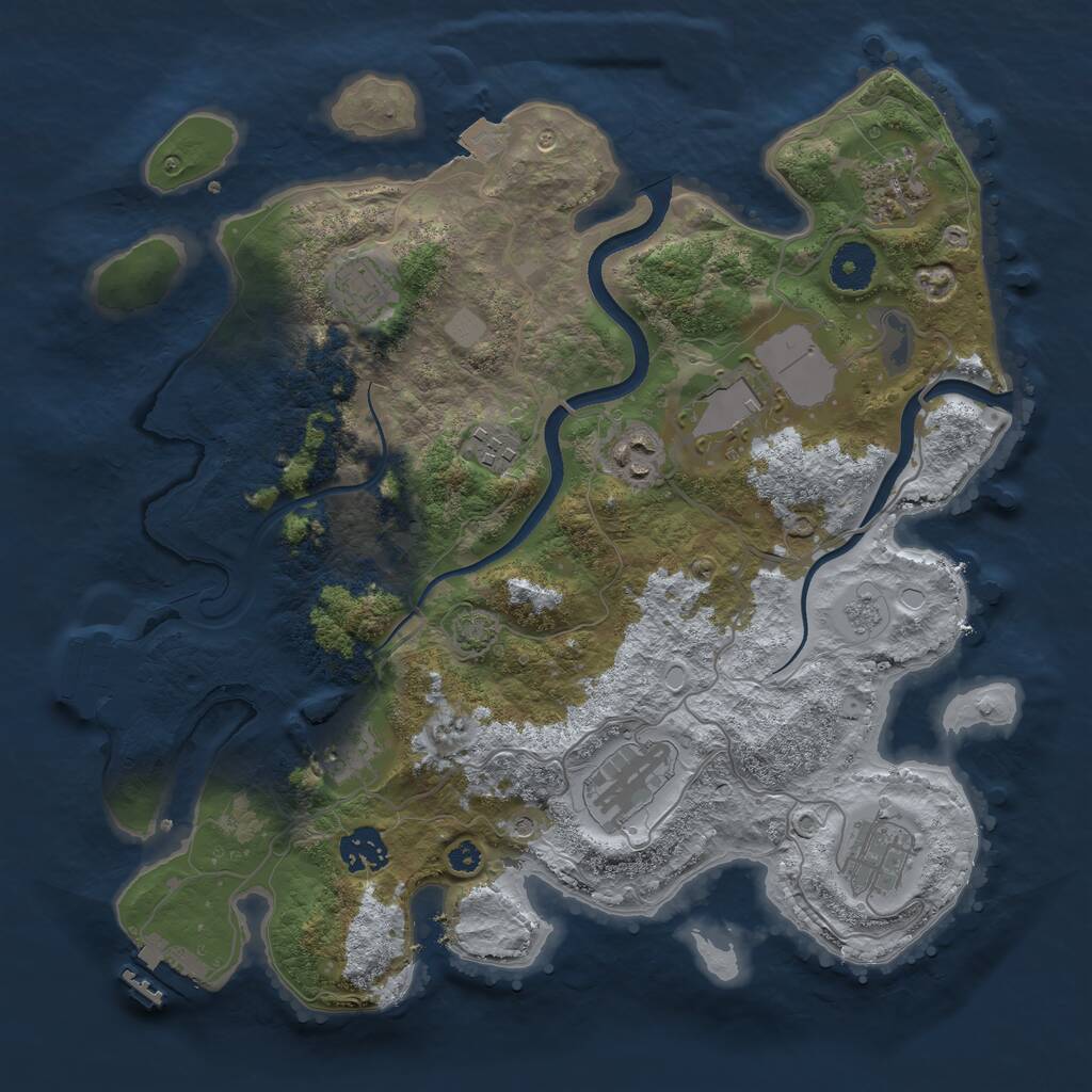 Rust Map: Procedural Map, Size: 3500, Seed: 12893300, 15 Monuments