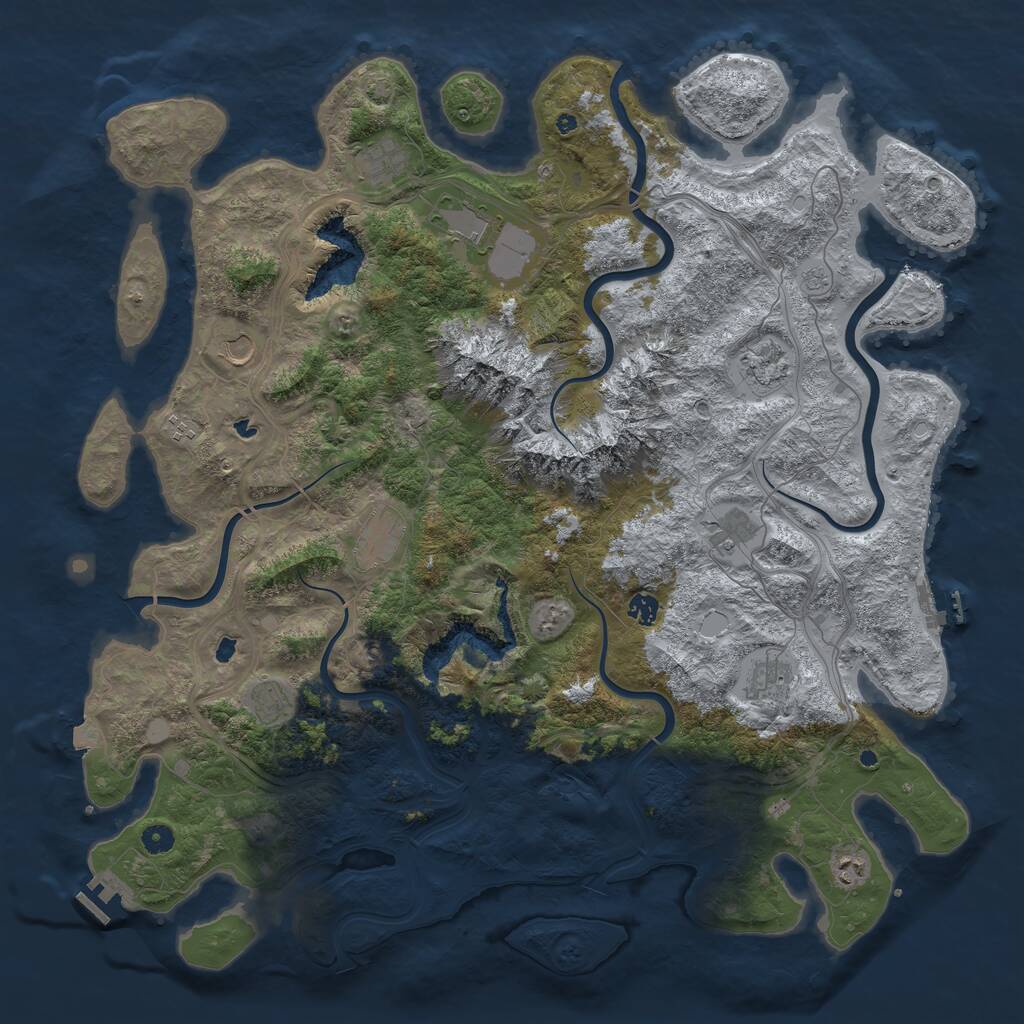 Rust Map: Procedural Map, Size: 5000, Seed: 91123, 17 Monuments