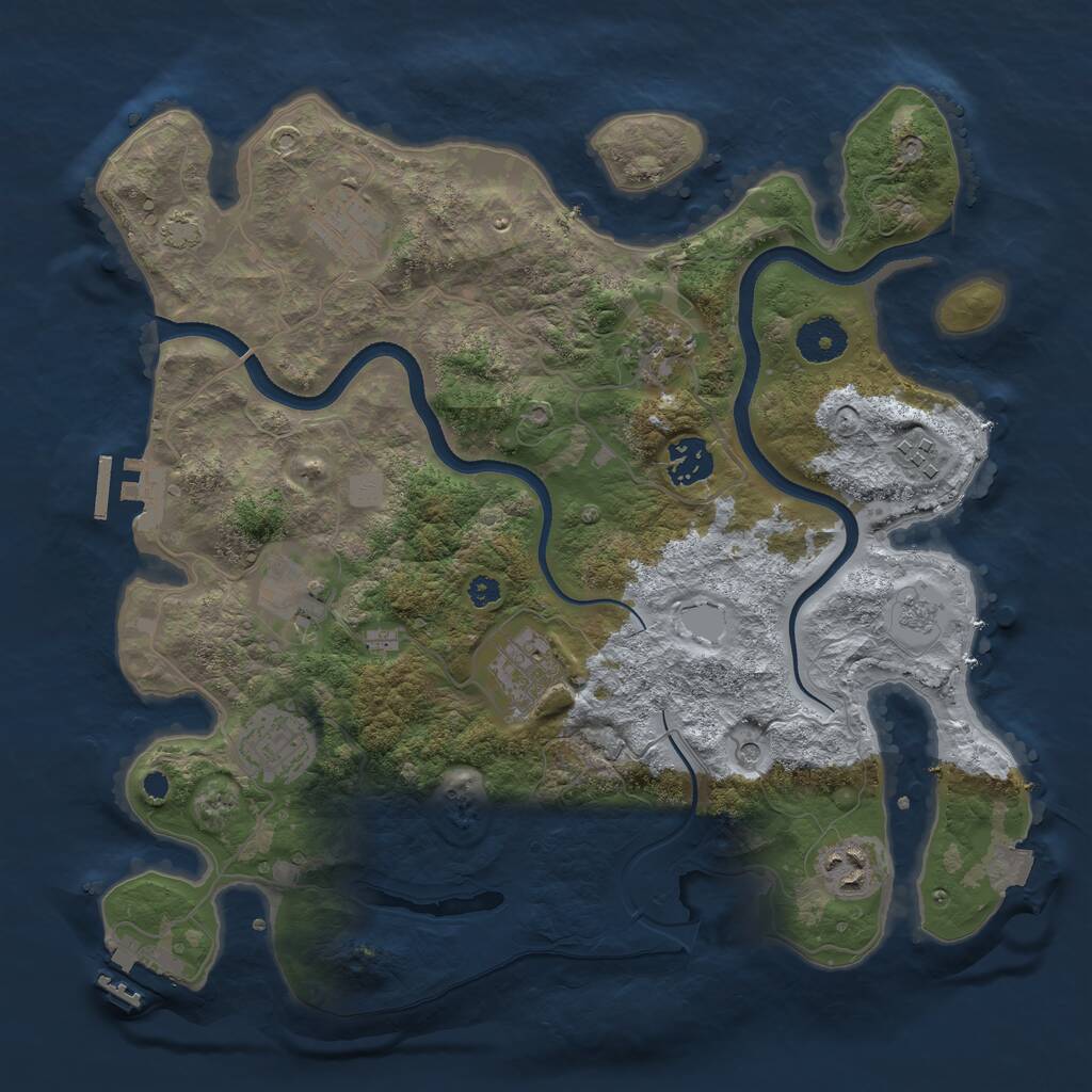 Rust Map: Procedural Map, Size: 3450, Seed: 43786365, 14 Monuments