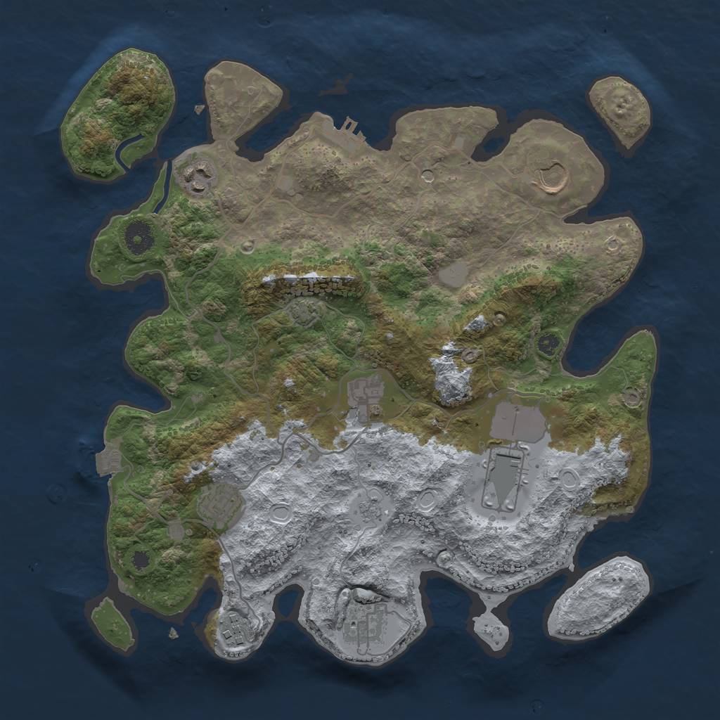 Rust Map: Procedural Map, Size: 3500, Seed: 1785059320, 14 Monuments