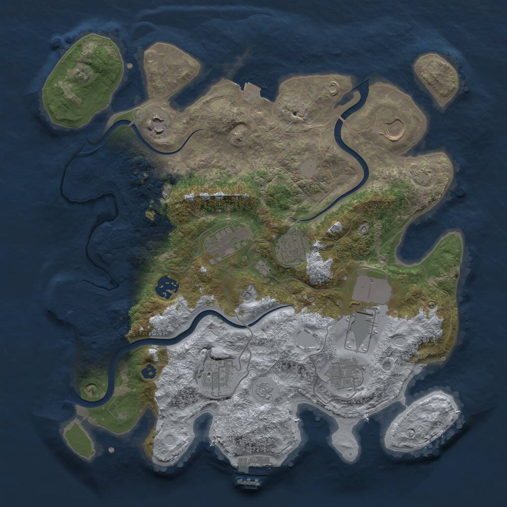 Rust Map: Procedural Map, Size: 3500, Seed: 1785059320, 15 Monuments