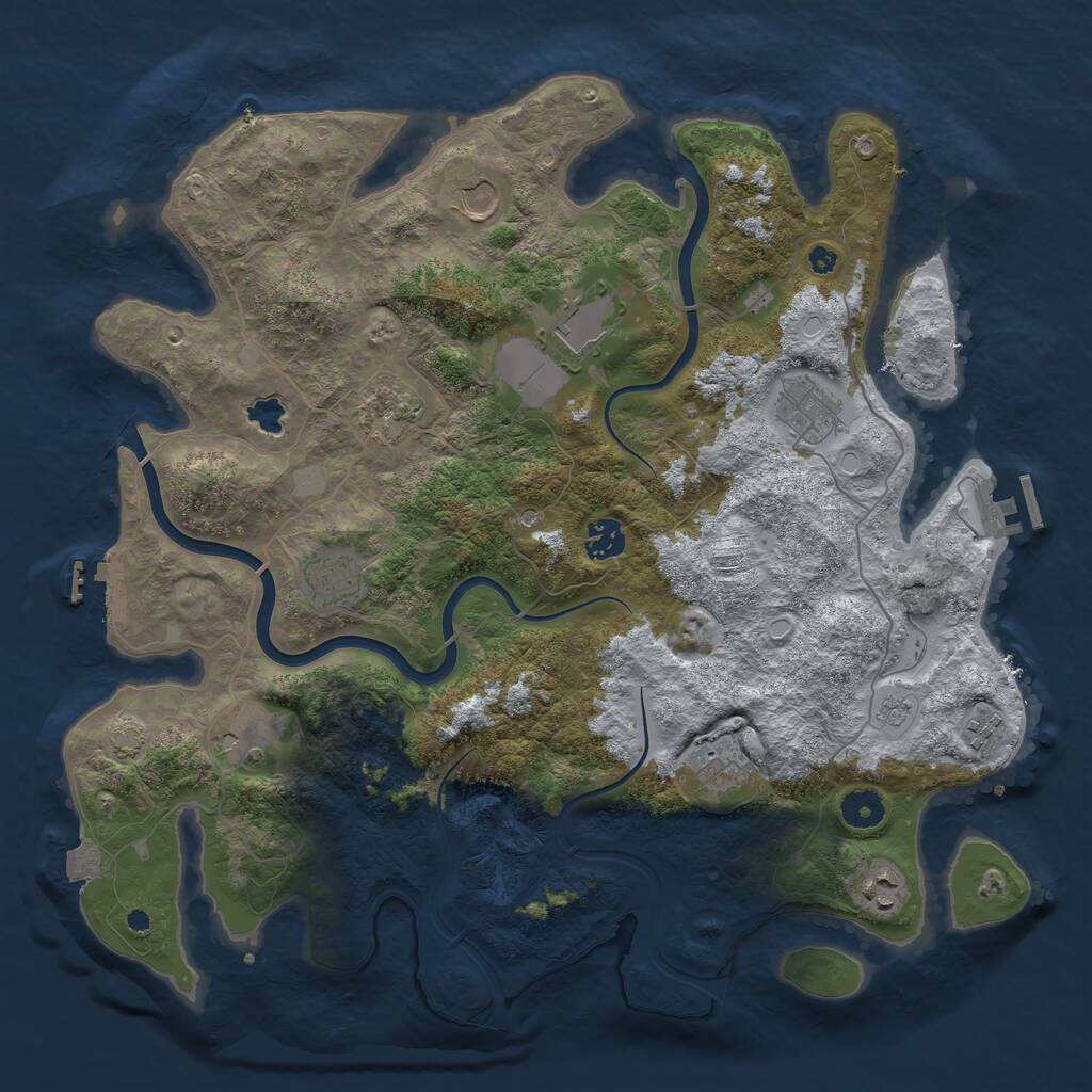 Rust Map: Procedural Map, Size: 4000, Seed: 3698120, 16 Monuments