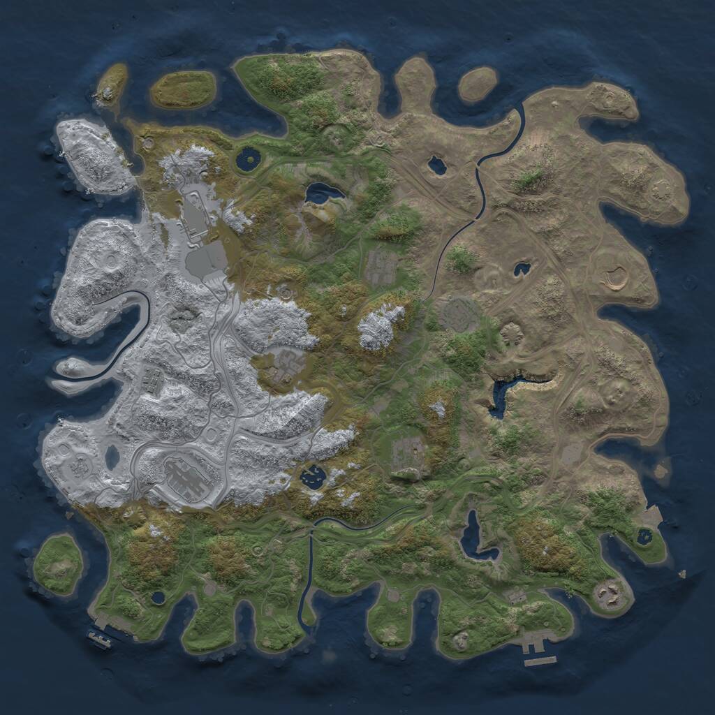 Rust Map: Procedural Map, Size: 4500, Seed: 1204860505, 16 Monuments