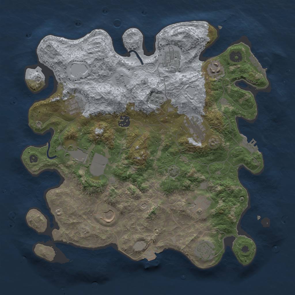 Rust Map: Procedural Map, Size: 3600, Seed: 68934214, 18 Monuments