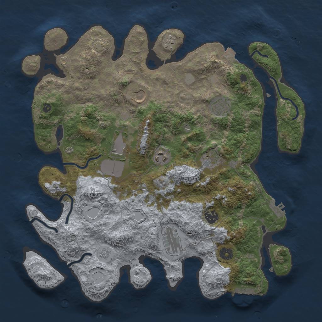 Rust Map: Procedural Map, Size: 3650, Seed: 76404933, 16 Monuments