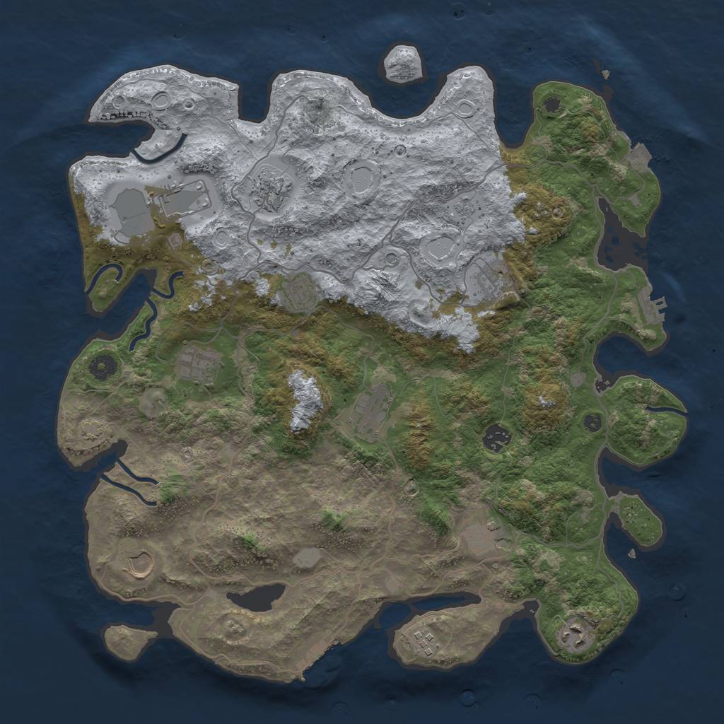 Rust Map: Procedural Map, Size: 4100, Seed: 46830312, 19 Monuments