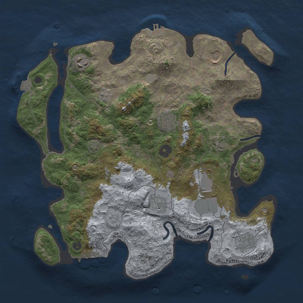 Rust Map: Procedural Map, Size: 3550, Seed: 75249035, 16 Monuments