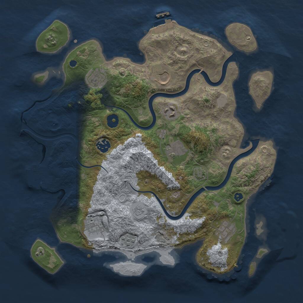 Rust Map: Procedural Map, Size: 3500, Seed: 1654296388, 14 Monuments