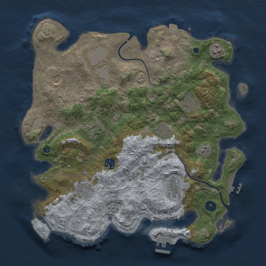 Rust Map: Procedural Map, Size: 3700, Seed: 36929589, 16 Monuments