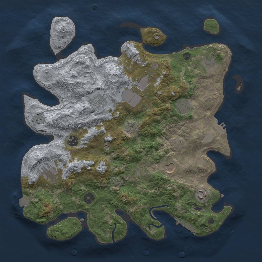 Rust Map: Procedural Map, Size: 3650, Seed: 82060102, 17 Monuments