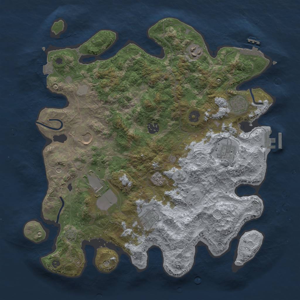 Rust Map: Procedural Map, Size: 3750, Seed: 82834437, 16 Monuments
