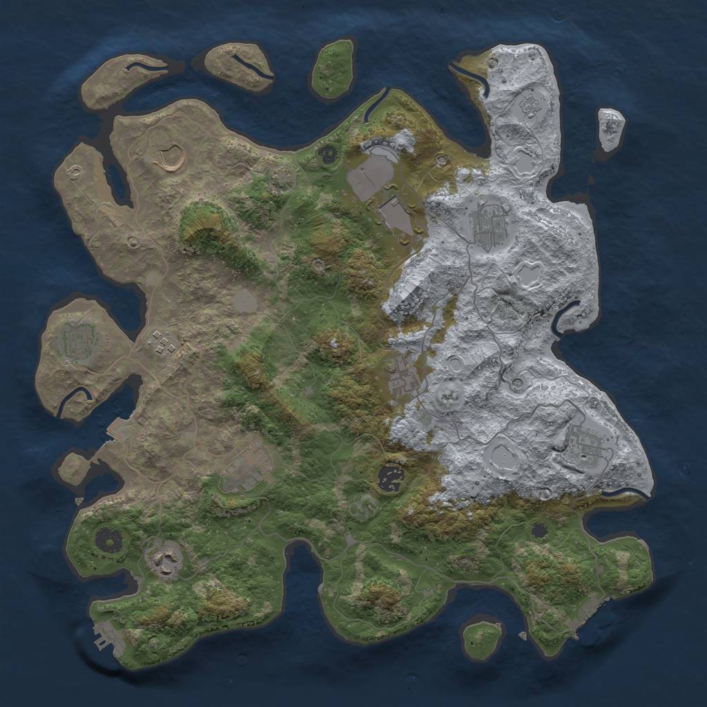 Rust Map: Procedural Map, Size: 3950, Seed: 3138736, 18 Monuments