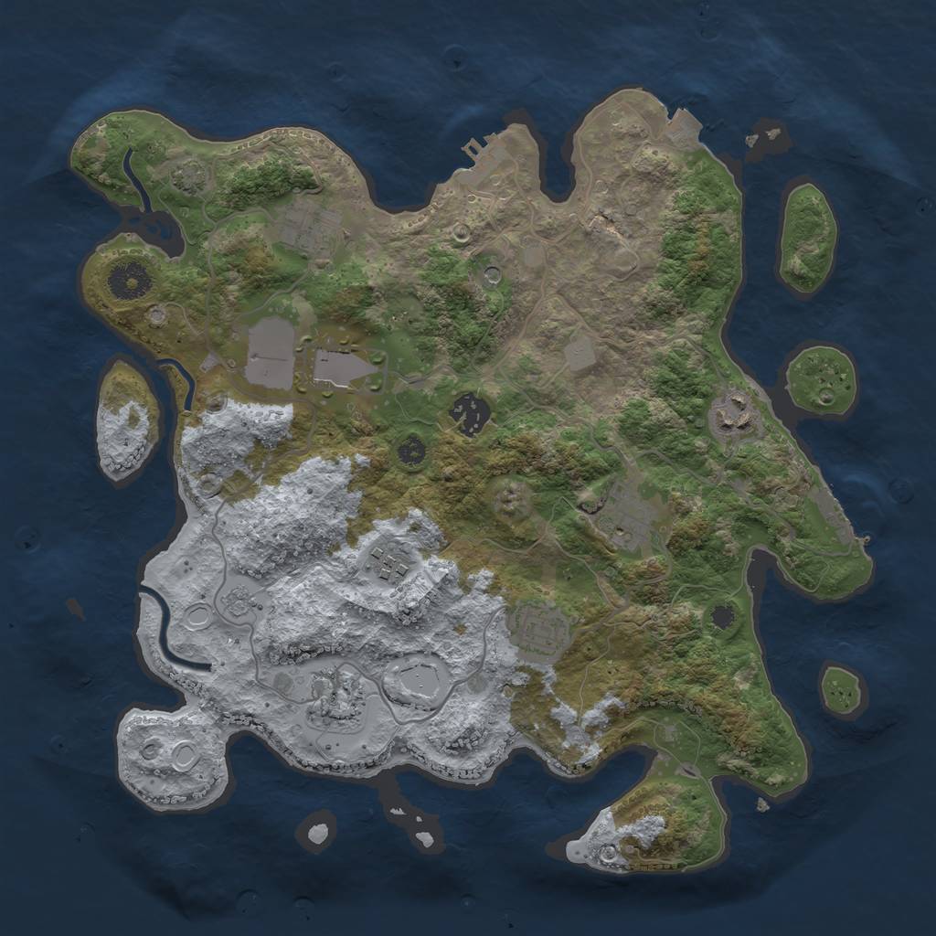 Rust Map: Procedural Map, Size: 3500, Seed: 1145112865, 16 Monuments