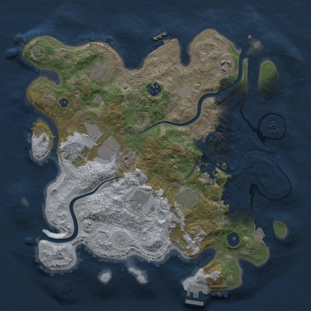 Rust Map: Procedural Map, Size: 3500, Seed: 1145112865, 13 Monuments