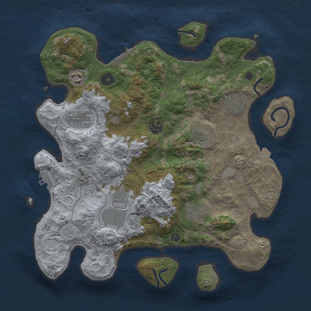 Rust Map: Procedural Map, Size: 3600, Seed: 55441941, 16 Monuments