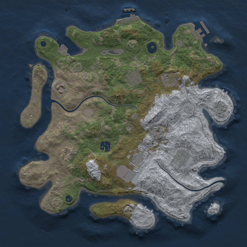 Rust Map: Procedural Map, Size: 3500, Seed: 7786780, 14 Monuments