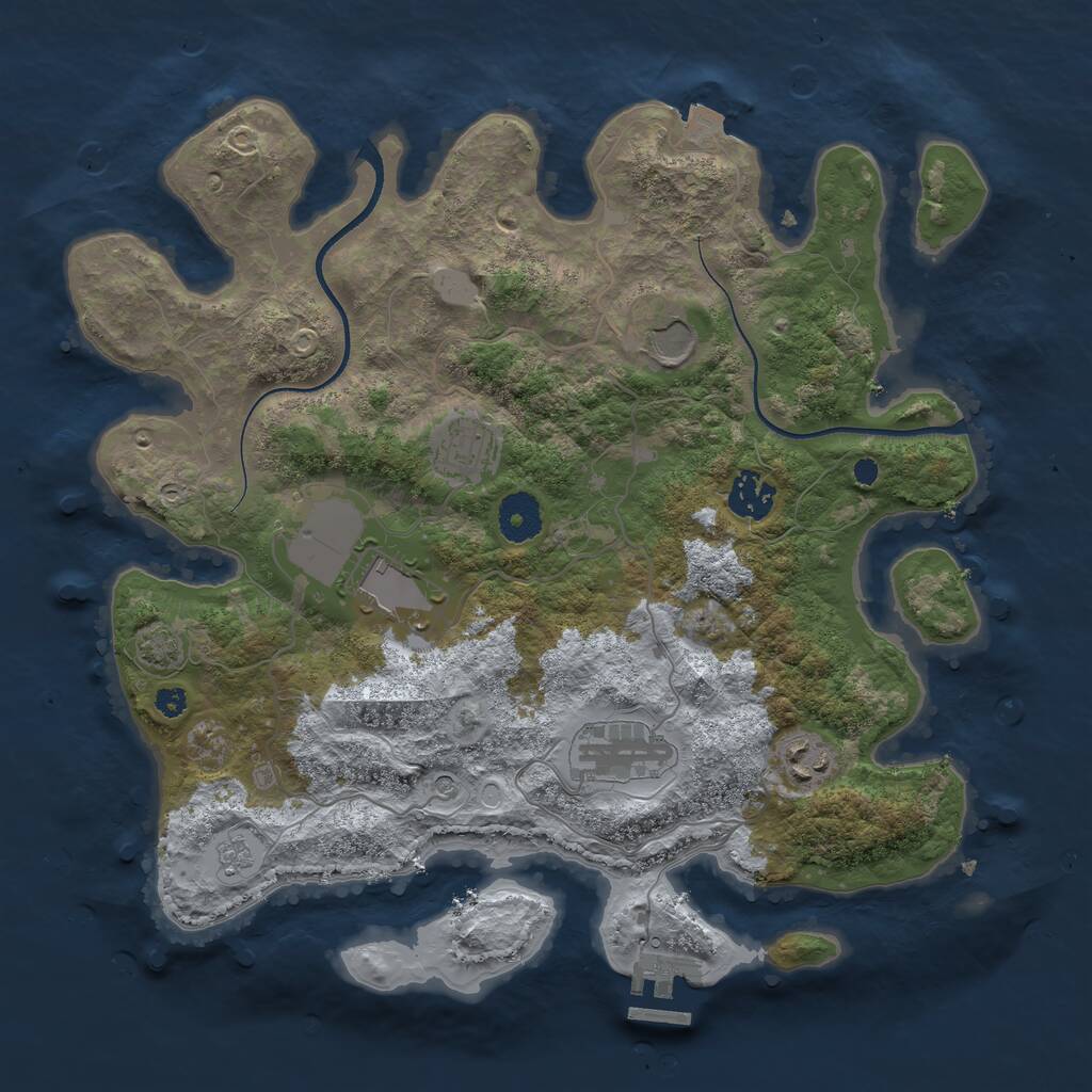 Rust Map: Procedural Map, Size: 3500, Seed: 22216671, 11 Monuments