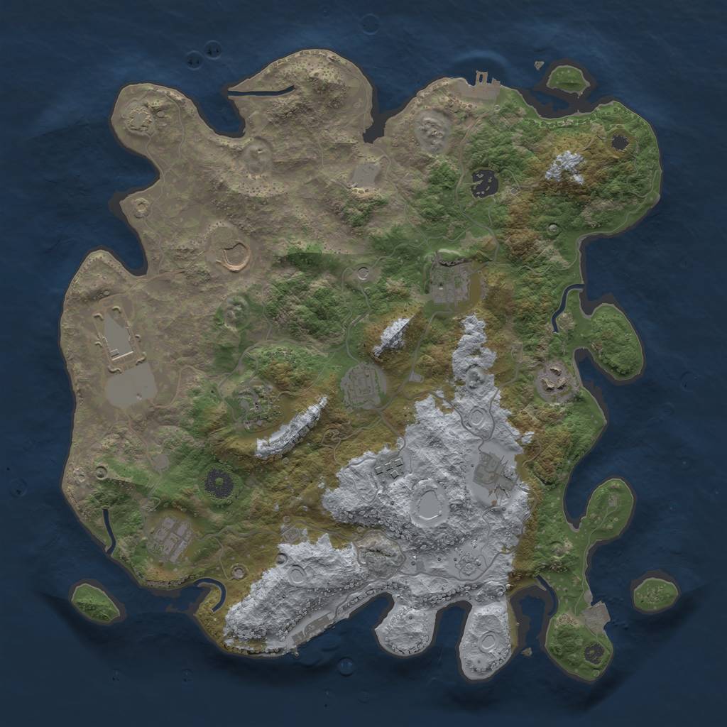 Rust Map: Procedural Map, Size: 3800, Seed: 79357540, 18 Monuments
