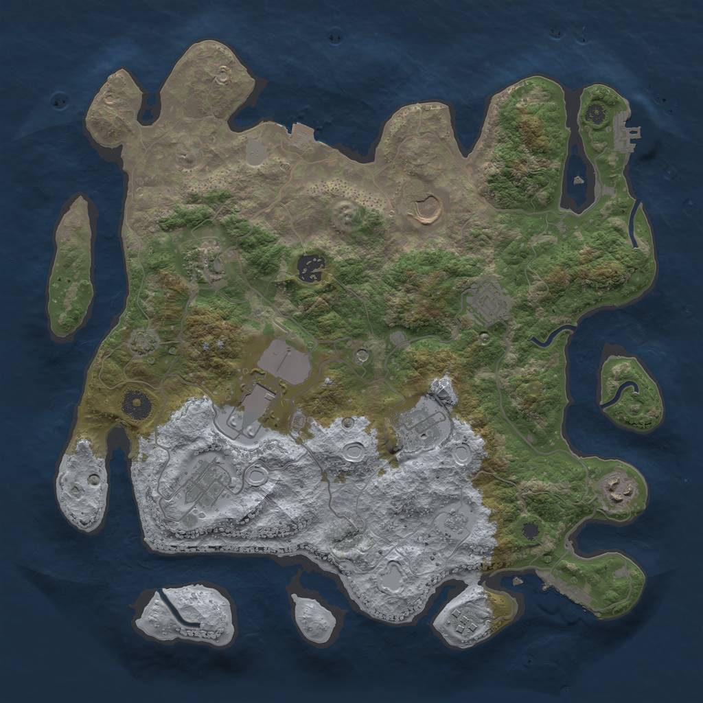 Rust Map: Procedural Map, Size: 3650, Seed: 18053591, 17 Monuments