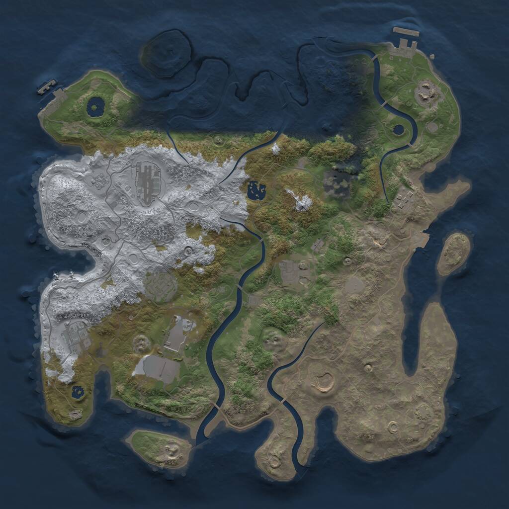 Rust Map: Procedural Map, Size: 3900, Seed: 40693593, 16 Monuments