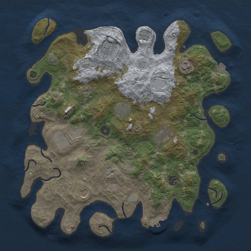Rust Map: Procedural Map, Size: 3850, Seed: 95282155, 16 Monuments