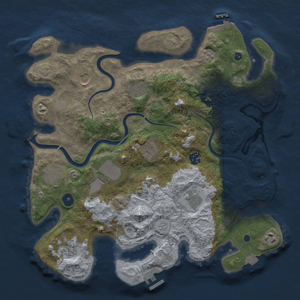 Rust Map: Procedural Map, Size: 3750, Seed: 938687, 16 Monuments