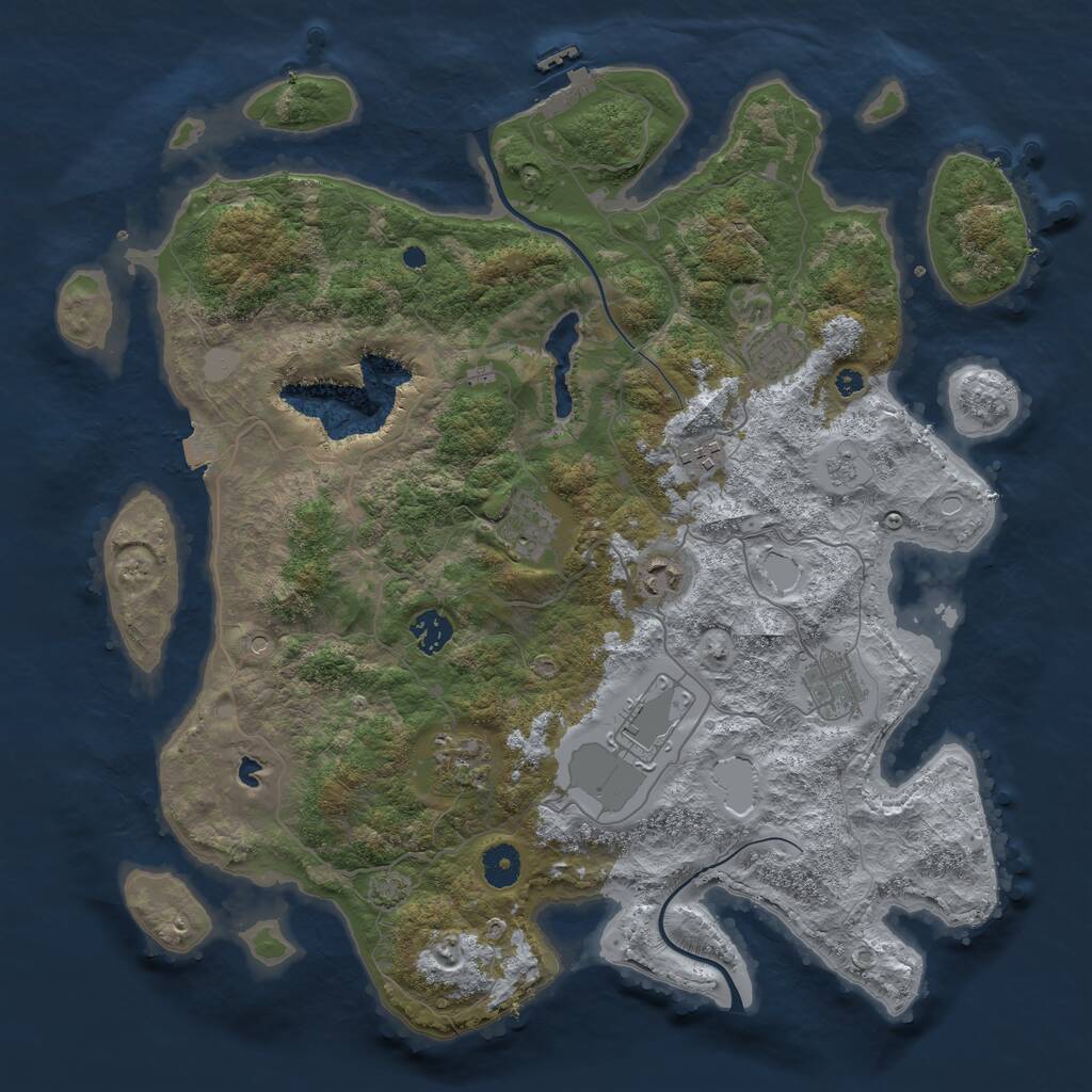 Rust Map: Procedural Map, Size: 4000, Seed: 118845205, 13 Monuments
