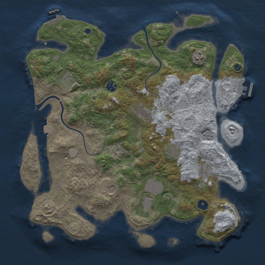 Rust Map: Procedural Map, Size: 3900, Seed: 62189474, 14 Monuments