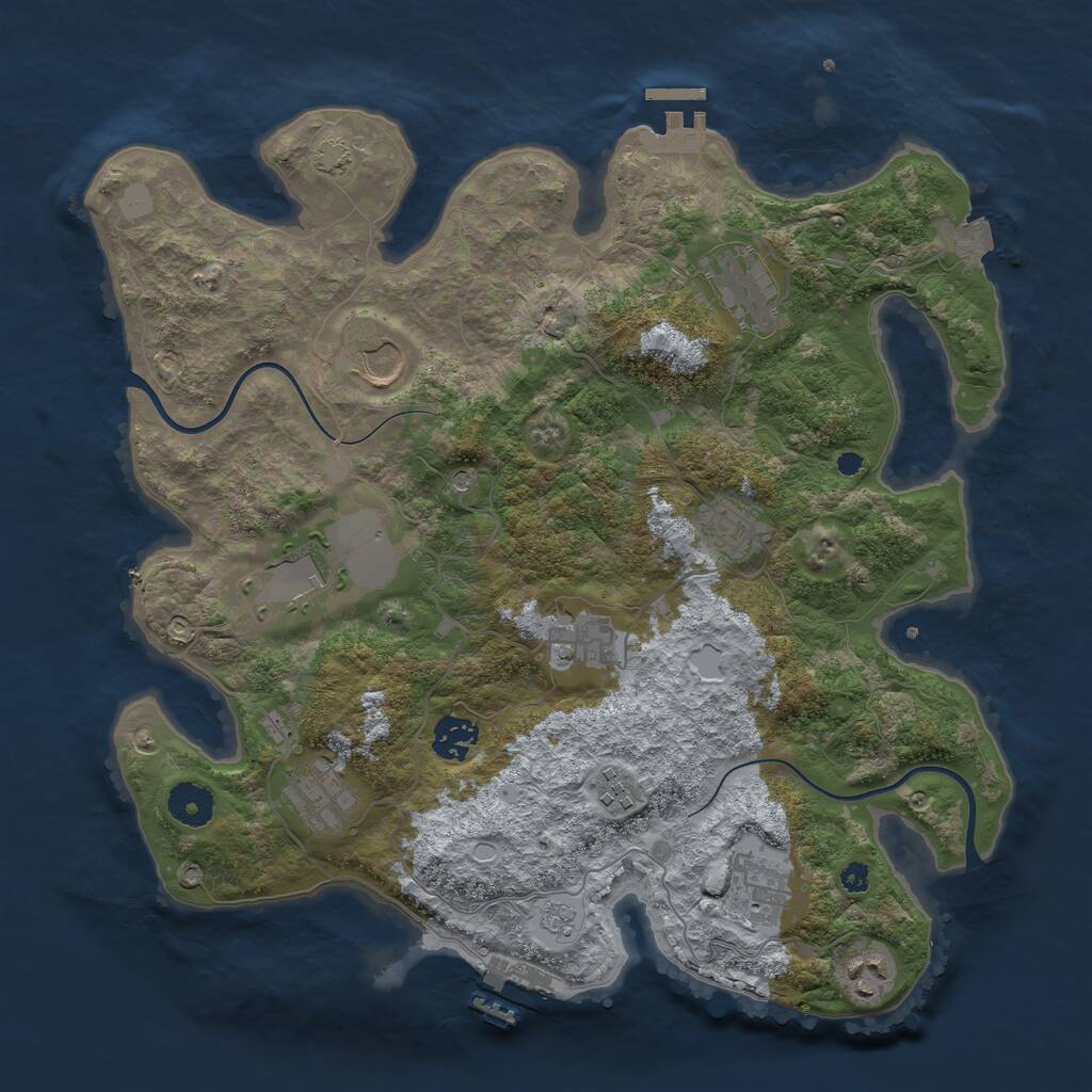 Rust Map: Procedural Map, Size: 3650, Seed: 32173728, 16 Monuments
