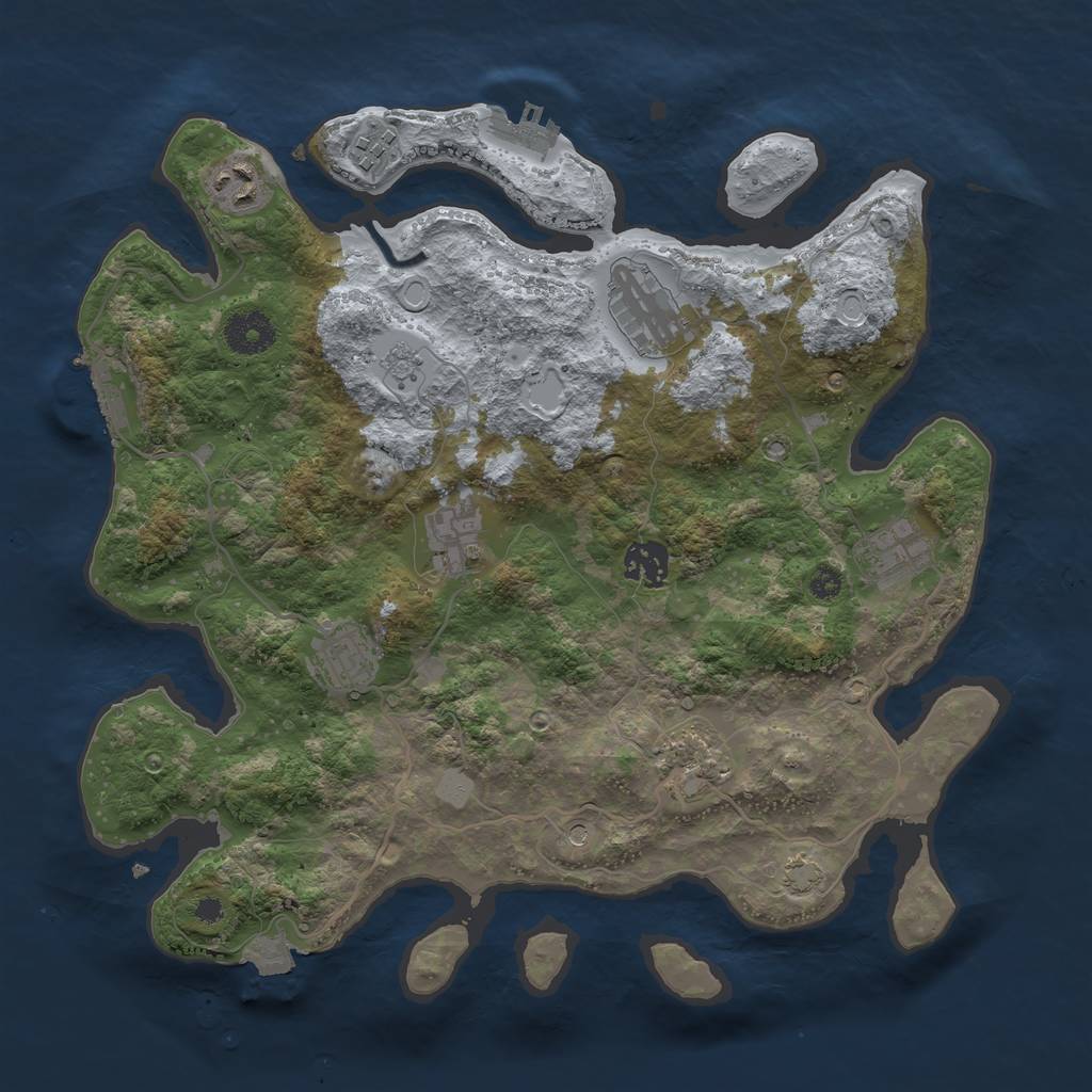 Rust Map: Procedural Map, Size: 3450, Seed: 67758857, 16 Monuments