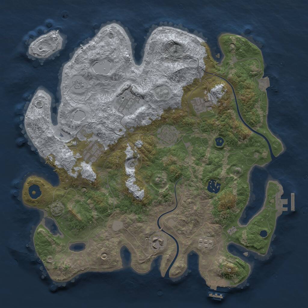 Rust Map: Procedural Map, Size: 3450, Seed: 81286204, 13 Monuments