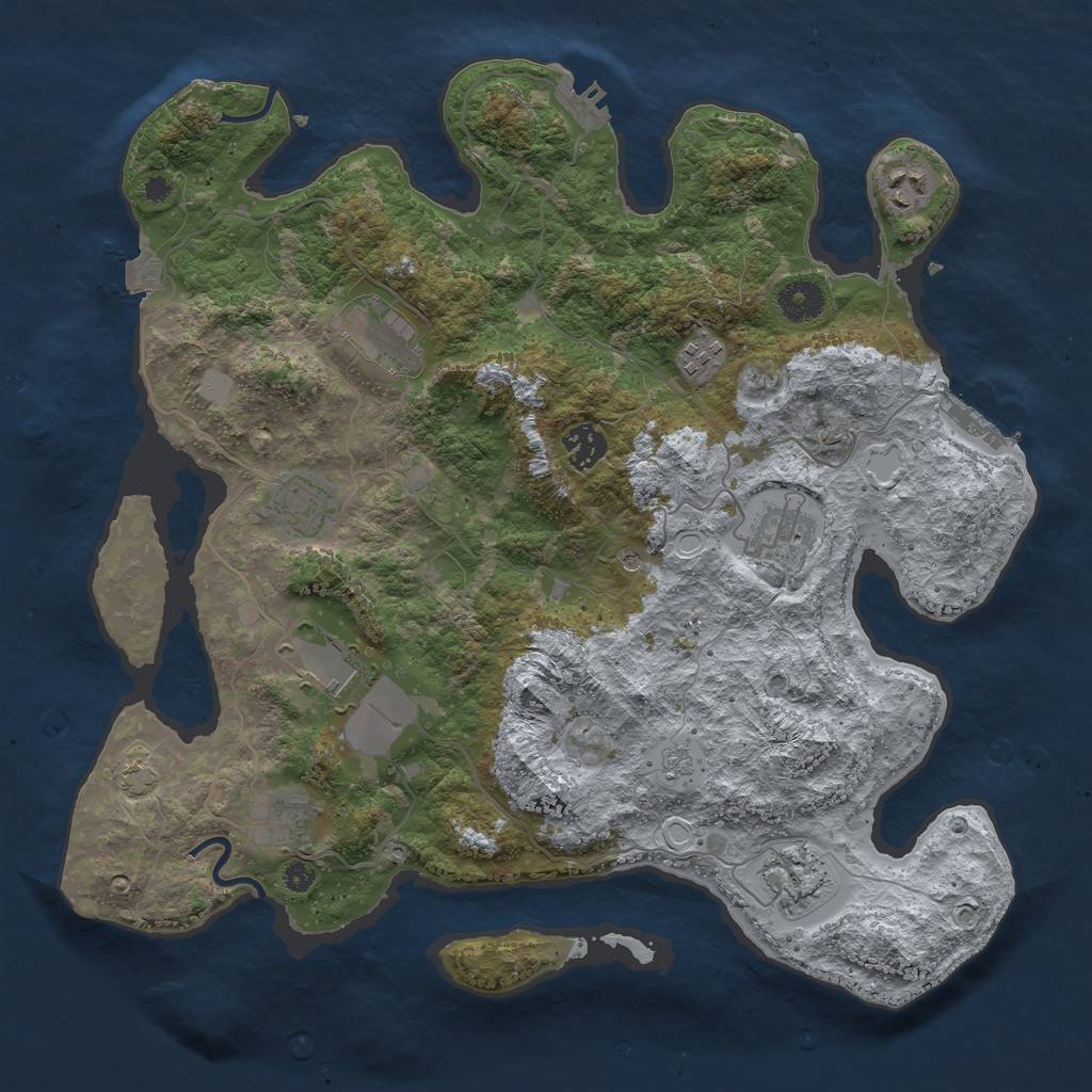 Rust Map: Procedural Map, Size: 3750, Seed: 81899590, 17 Monuments