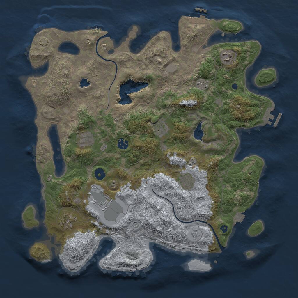 Rust Map: Procedural Map, Size: 4000, Seed: 45612249, 14 Monuments