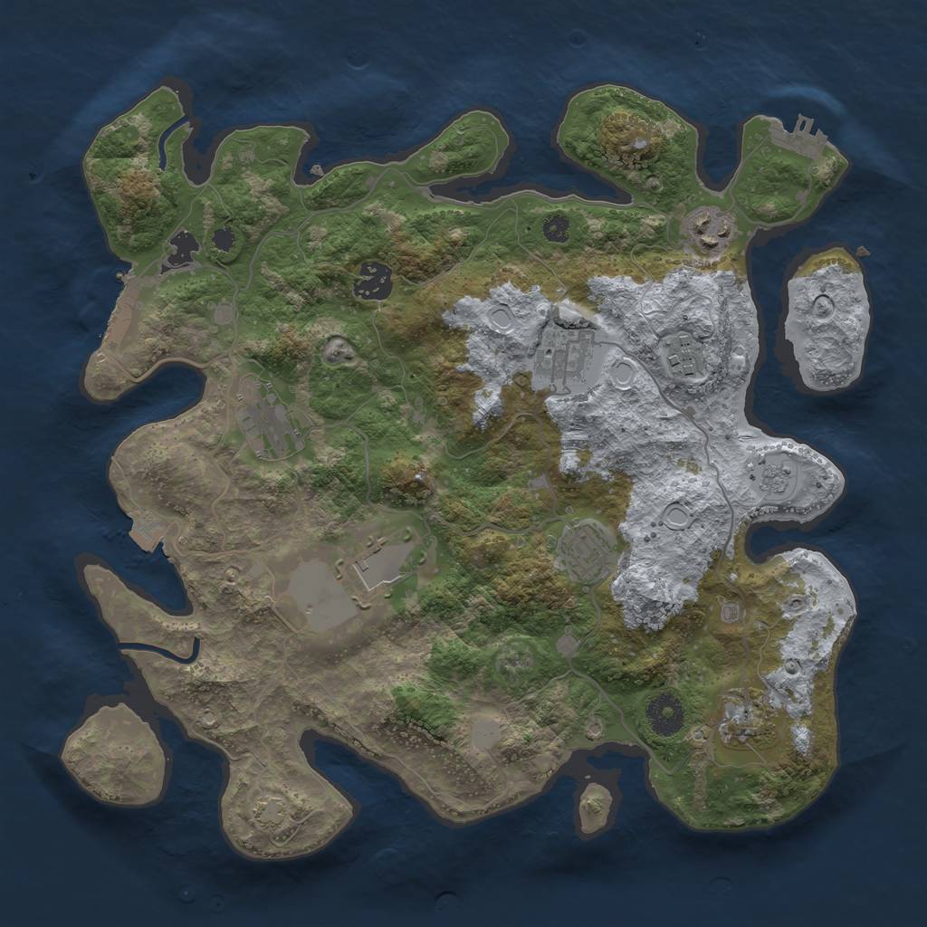 Rust Map: Procedural Map, Size: 3500, Seed: 47685295, 15 Monuments