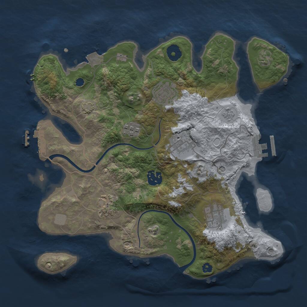 Rust Map: Procedural Map, Size: 3000, Seed: 27303464, 12 Monuments