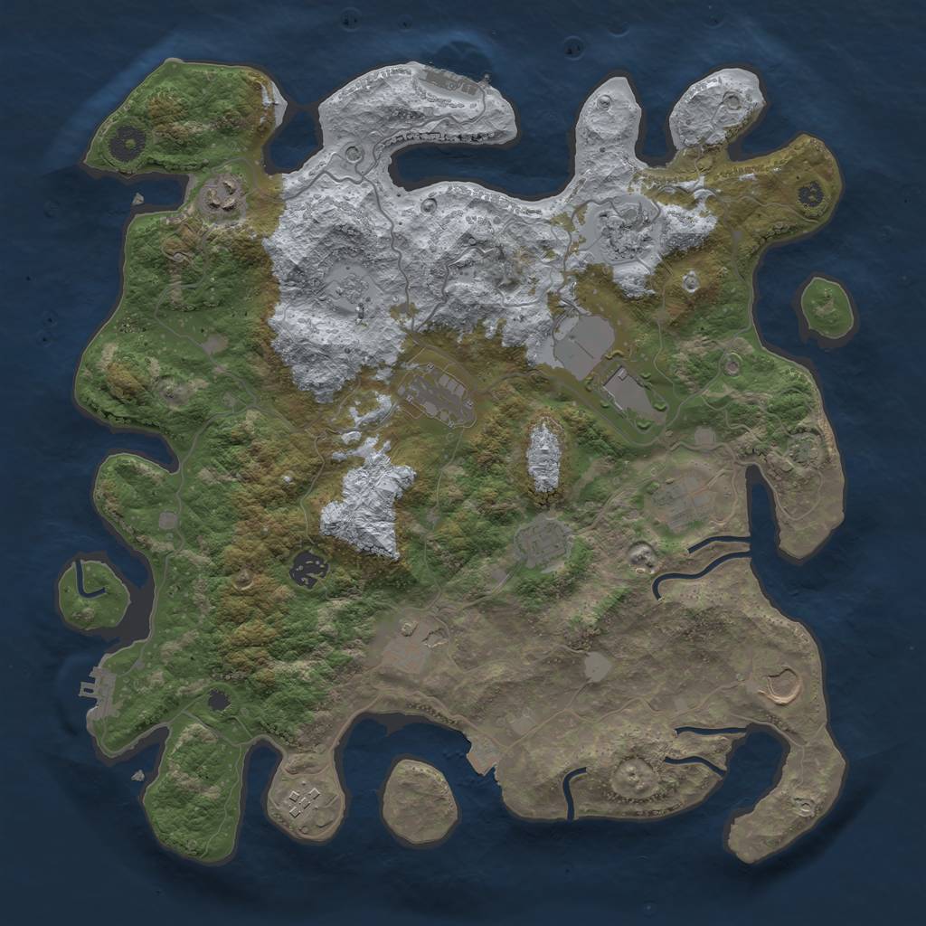 Rust Map: Procedural Map, Size: 3850, Seed: 72432566, 18 Monuments