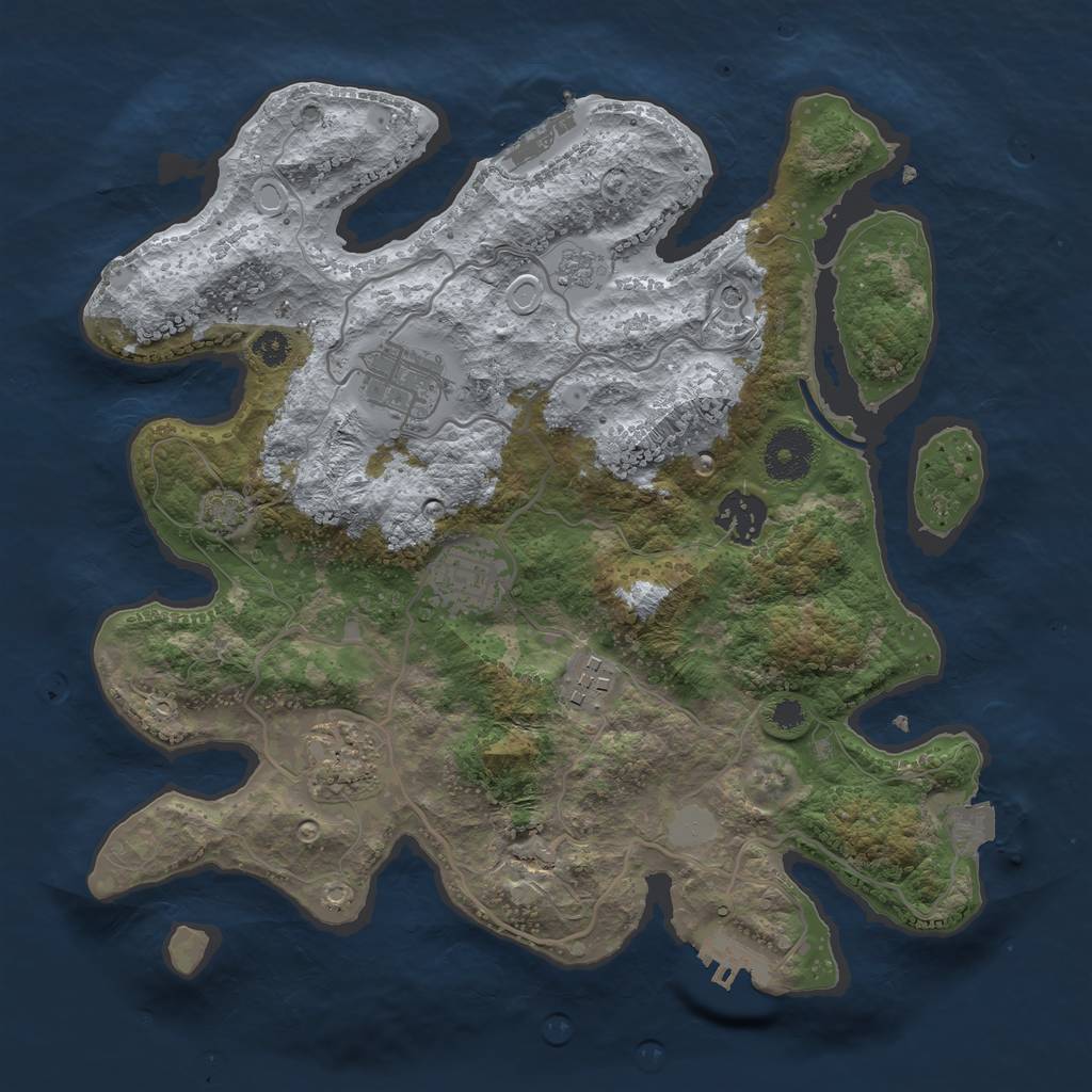Rust Map: Procedural Map, Size: 3200, Seed: 746728851, 13 Monuments