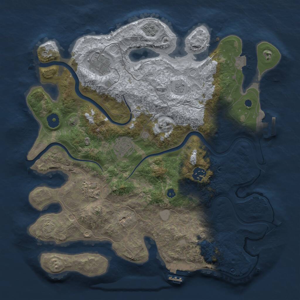 Rust Map: Procedural Map, Size: 3400, Seed: 44457646, 11 Monuments