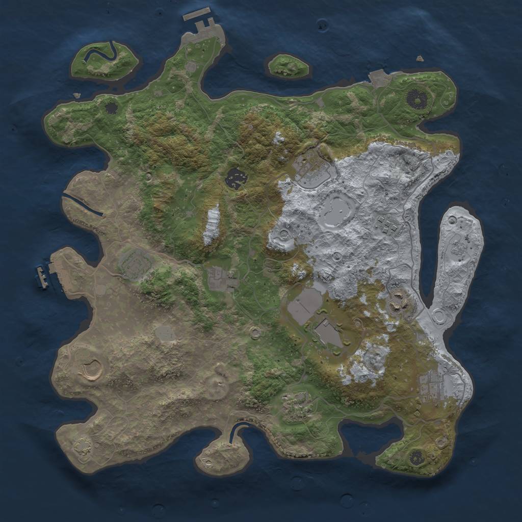 Rust Map: Procedural Map, Size: 3750, Seed: 230006152, 18 Monuments