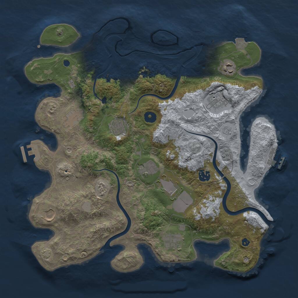 Rust Map: Procedural Map, Size: 3750, Seed: 230006152, 16 Monuments