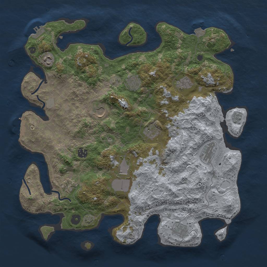 Rust Map: Procedural Map, Size: 3950, Seed: 29933109, 19 Monuments