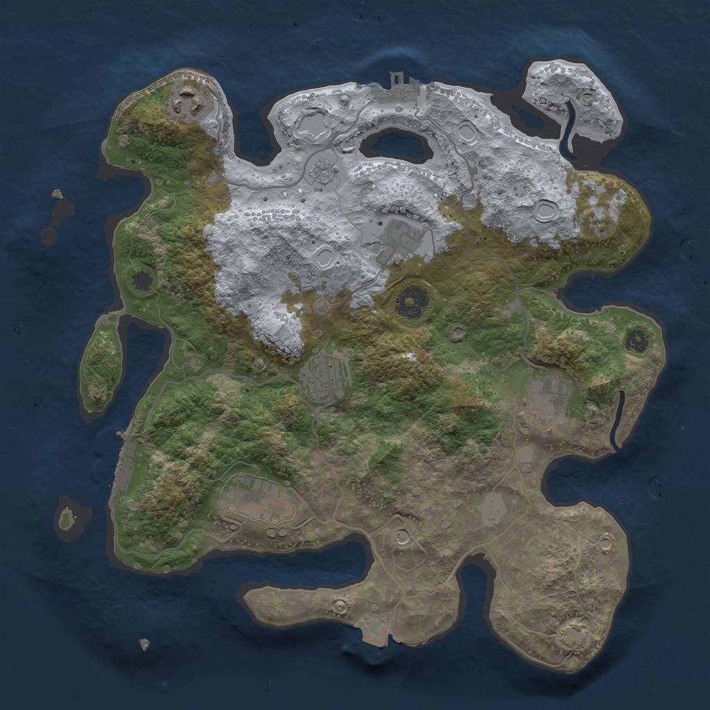 Rust Map: Procedural Map, Size: 3200, Seed: 782834121, 13 Monuments